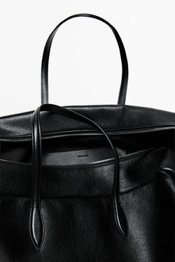 Massimo Dutti Большая дорожная сумка из кожи наппа, черный