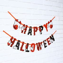 Гирлянда на ленте "Happy Halloween", кошка-вампир, 250 см.