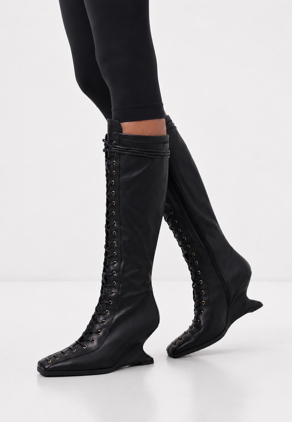 boots heel black leather