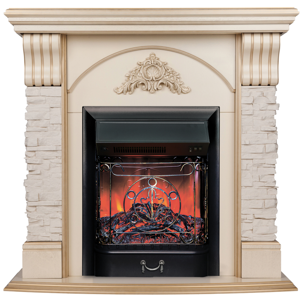 Каминокомплект Real Flame Athena WT с очагом Majestic Lux Black (без пульта)