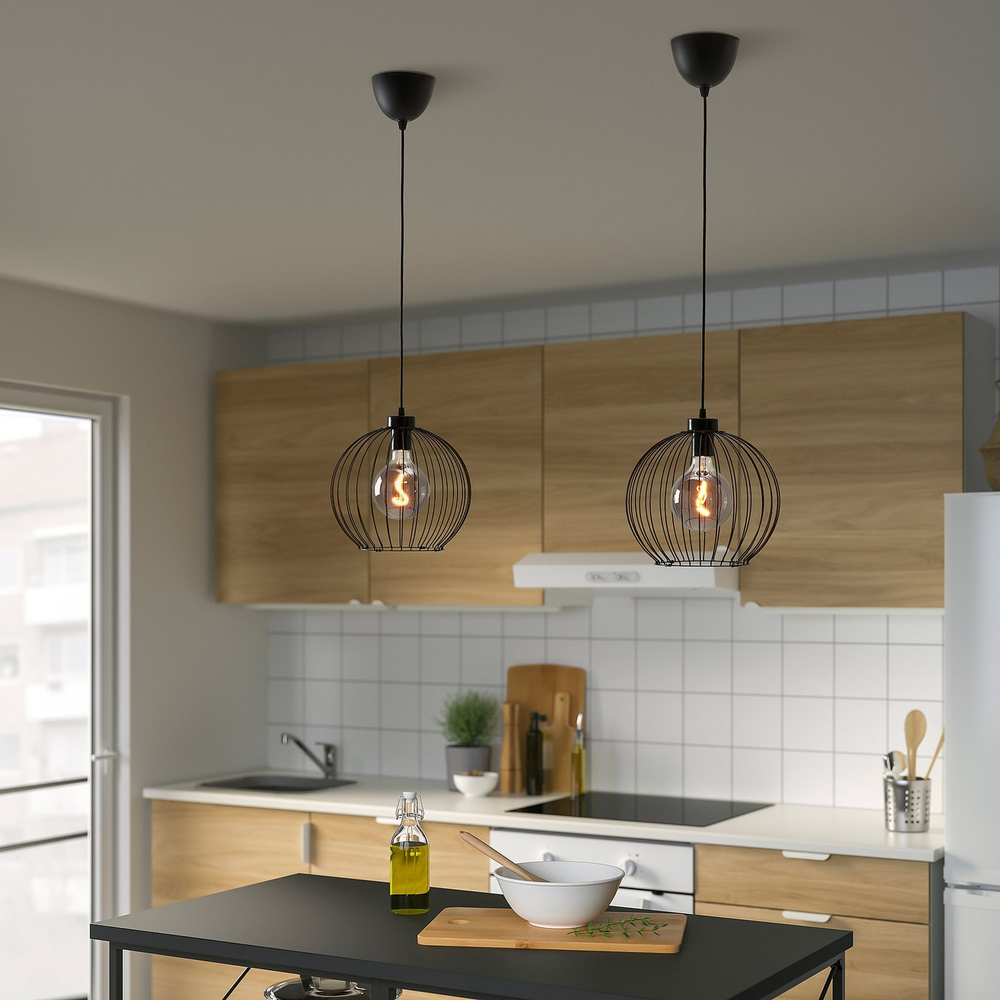 IKEA MOLNART  (ИКЕА МОЛНАРТ)  -  Лампочка светодиодная E27 140 люмен - шар серое прозрачное стекло 125 мм