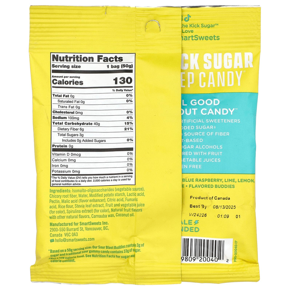 SmartSweets, Sour Blast Buddies, ягоды, голубая малина, лайм, лимон, апельсин, 50 г (1,8 унции)