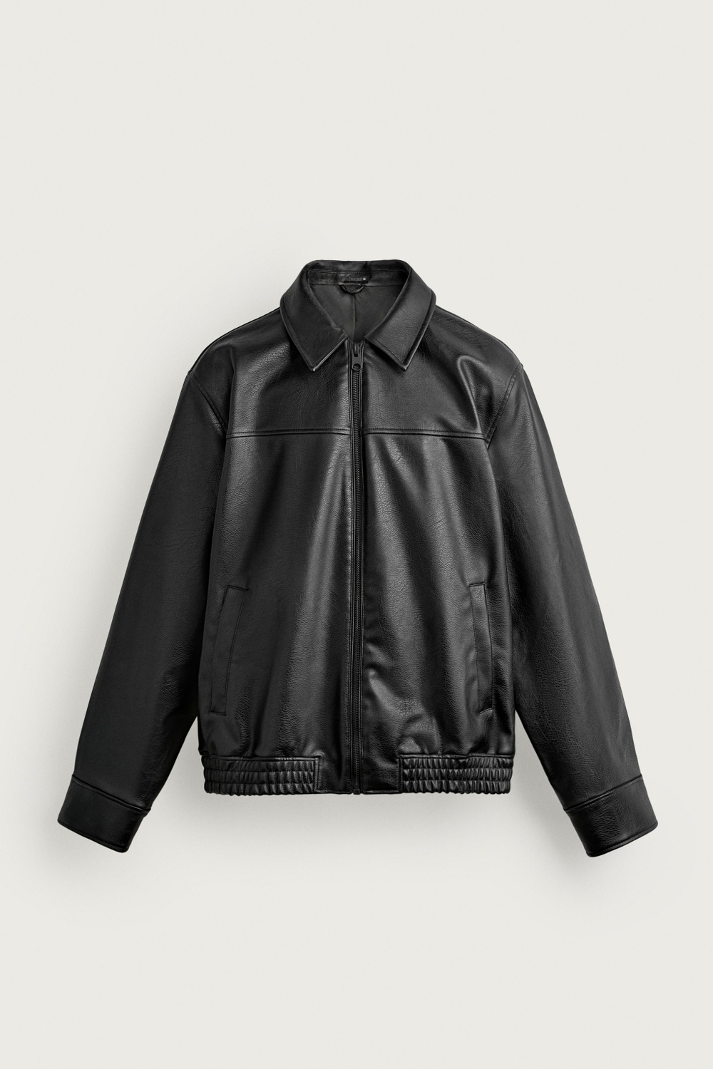 ZARA КУРТКА ИЗ ИСКУССТВЕННОЙ КОЖИ СВОБОДНОГО КРОЯ, ЧЕРНЫЙ