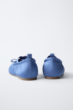 ZARA АТЛАСНЫЕ БАЛЕТКИ, СИНИЙ