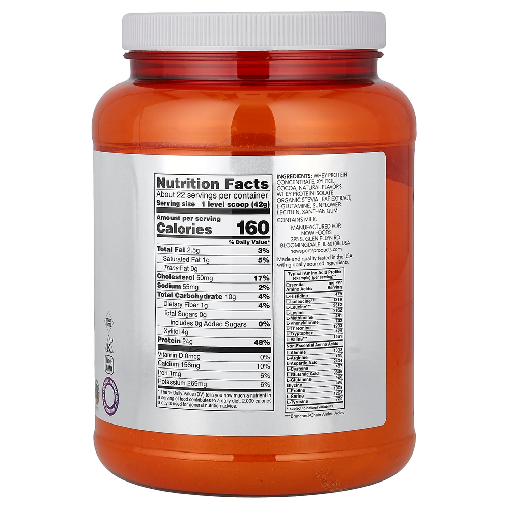 NOW Foods, Sports, сывороточный протеин в порошке, сливочно-шоколадный вкус, 907 г (2 фунта)