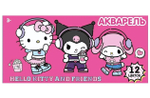 Акварель медовая 12цв. "Hello Kitty and friends" без кисточки, коробка, европодвес (Центрум)