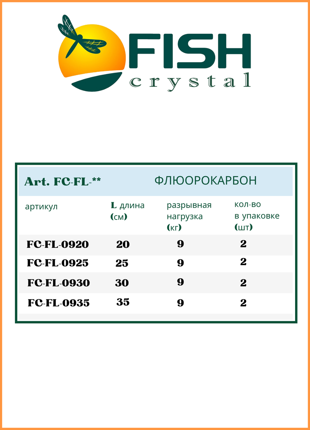 Поводок Fish Crystal ФЛЮОРОКАРБОН тест 9кг 25см ( 5 упаковок )