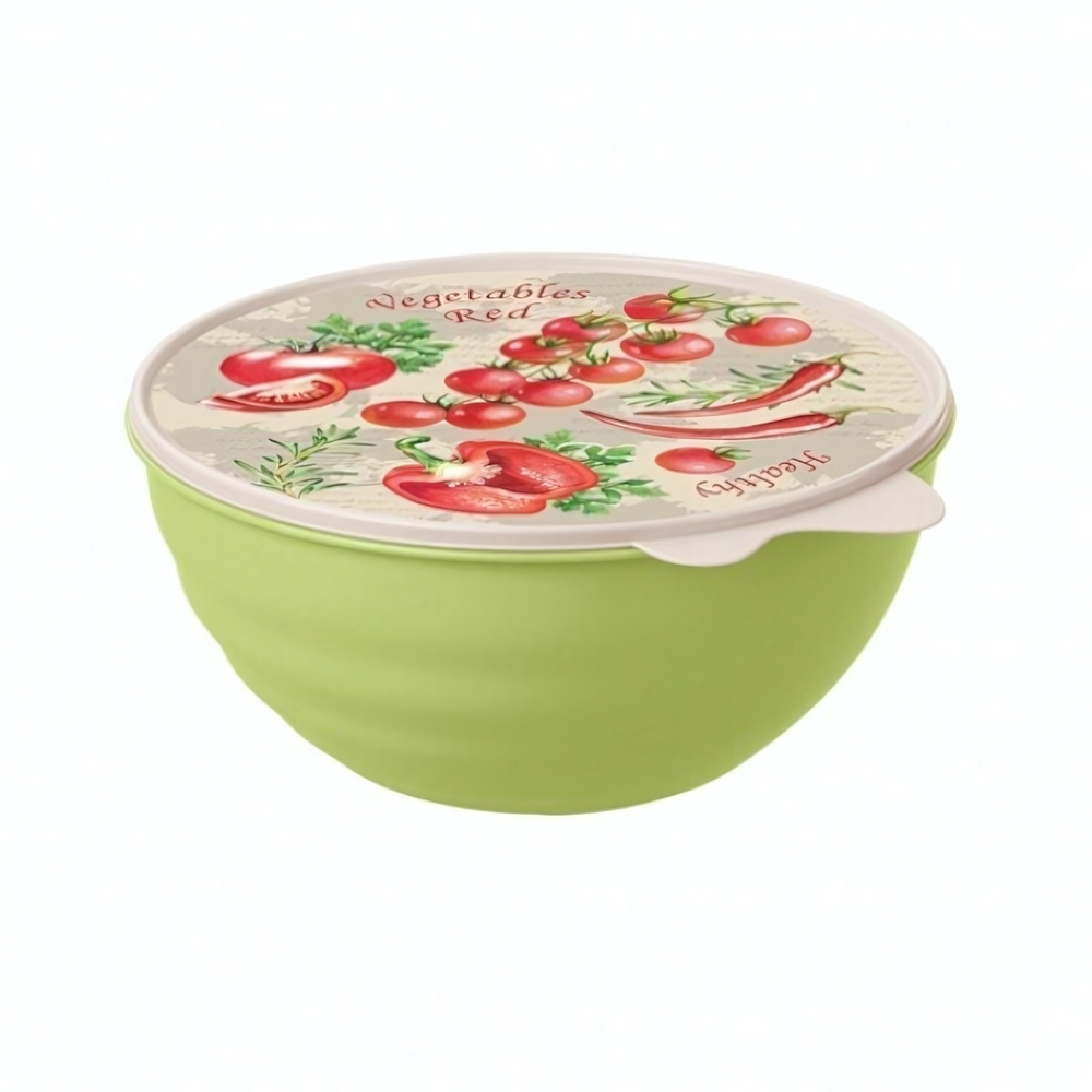 Миска с крышкой с декором wave 0,85л (зеленый)
