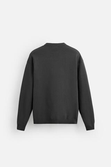 ZARA СВИТЕР ИЗ МЯГКОЙ ТКАНИ С РЕЛЬЕФНЫМ УЗОРОМ, АНТРАЦИТОВО-СЕРЫЙ