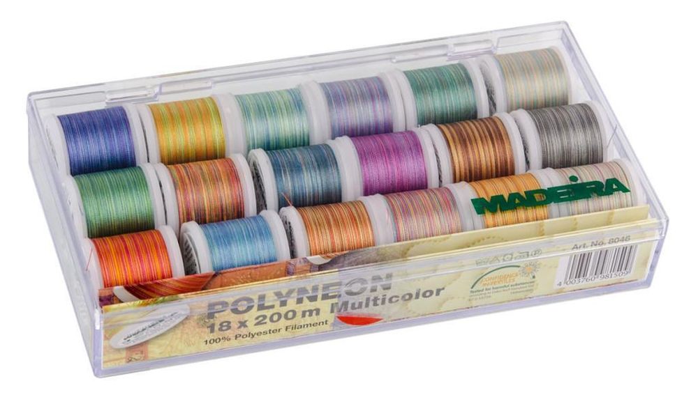 Швейные нитки (набор) Madeira Polyneon 18х200м Multicolor, 8046, 1 шт Швейные нитки (набор) Madeira Polyneon 18х200м Multicolor, 8046, 1 шт