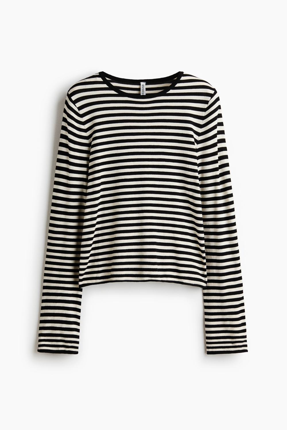 Тонкий трикотажный топ с длинными рукавами — Бордовый/В полоску - H&M