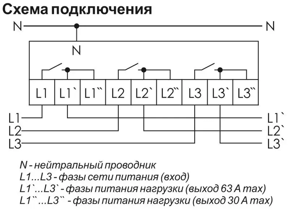 Реле контроля напряжения CP-723 3-фазн. 63А 3x100-450В AC многофункциональное (2 режима: 3 реле 1ф или 1 реле 3ф)