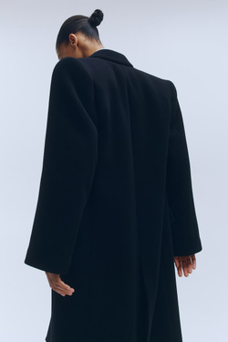 H&M X WARDROBE.NYC Двубортное шерстяное пальто, черный
