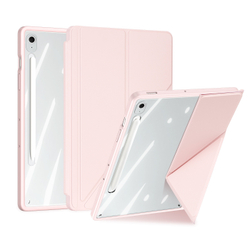 Чехол книжка розового цвета от Dux Ducis для Samsung Galaxy Tab S10 FE+, серия Magi Series Case, с держателем Pencil и функцией автоматического перехода в спящий режим