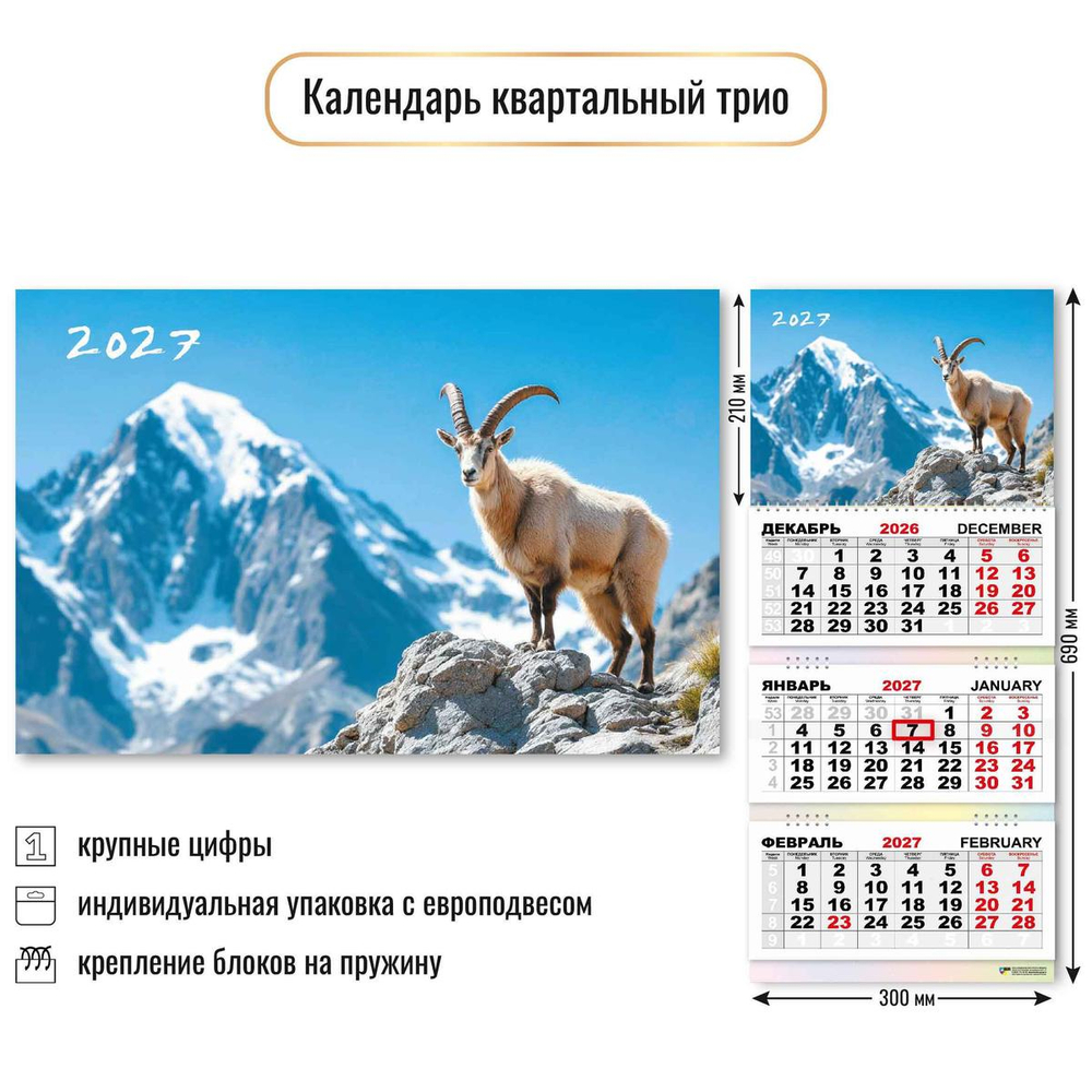 Календарь трио 2027 "Символ года" 10015 (Квадра)