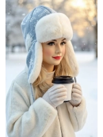 шапка зимняя ушанка вязаная с мехом