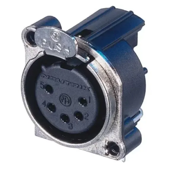 Neutrik NC5FBH панельный разъем XLR female, горизонт. установка на ПП, 5 контактов
