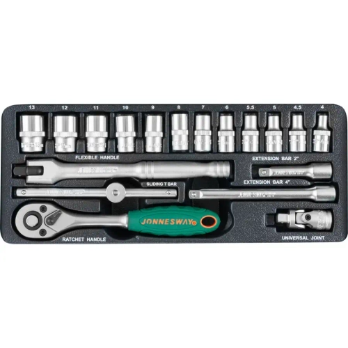 Набор головок торцевых 1/4"DR, 4—13 мм JONNESWAY S04H2118S
