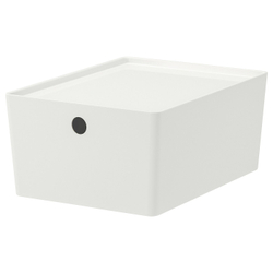 IKEA KUGGIS  (ИКЕА КУГГИС)  -  Контейнер с крышкой - белый 26х35х15 см