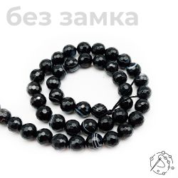 Нить бусин из агата черного с огранкой 8 мм