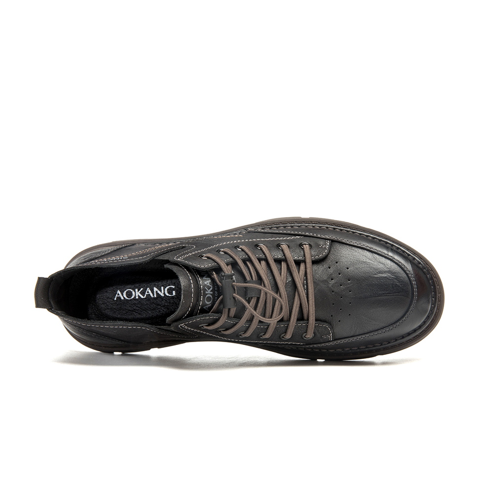 AOKANG Work Boots Men"s Mid top Black/Brown