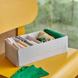 IKEA STUK  (ИКЕА СТУК)  -  Коробка с отделениями - белый/чёрный 17х32х10 см
