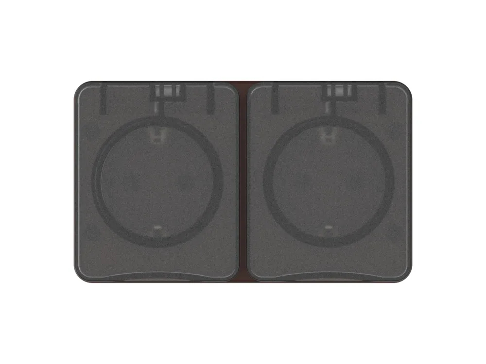 ATLASDESIGN PROFI IP54 О/У РОЗЕТКА двойная с заземлением со шторками, 16А, КОРИЧНЕВЫЙ