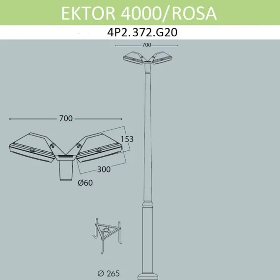 Наземный светильник Rosa 4P2.372.G20.AYF1R Fumagalli