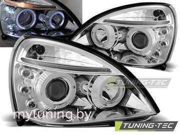 Передние фары Renault Clio 2 angel eyes chrome