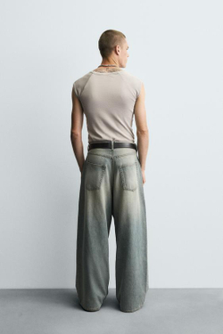 ZARA ДЖИНСЫ BAGGY FIT, ЗЕЛЕНОВАТО-СИНИЙ
