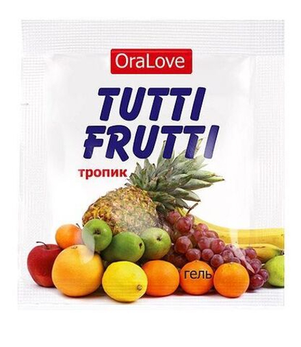 Пробник гель-смазки Tutti-frutti со вкусом тропических фруктов - 4 гр.