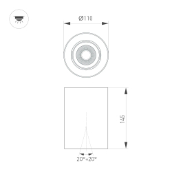 Светильник SP-FOCUS-R110-18W Warm3000 (BK, 36 deg, 230V) (Arlight, IP54 Металл, 5 лет) 054863
