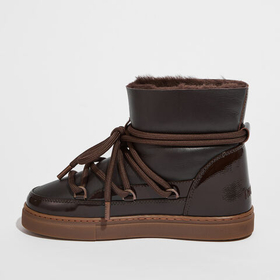Высокие комбинированные кеды INUIKII Sneaker Gloss Brown на меху