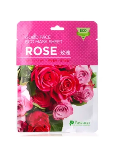Pascucci Mask Sheet Good Face Eco Rose Маска для лица тканевая увлажняющая с экстрактом лепестков розы, 23 мл