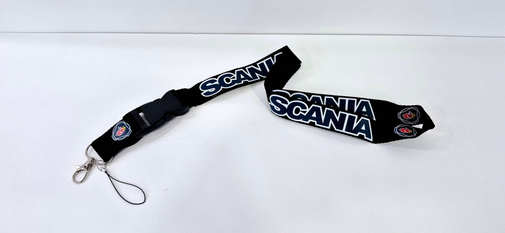 SCANIA (чёрный) Люкс / Брелок, шнурок для ключей на шею SCANIA (Скания), ланъярд, крафт, чёрный (1 шт)