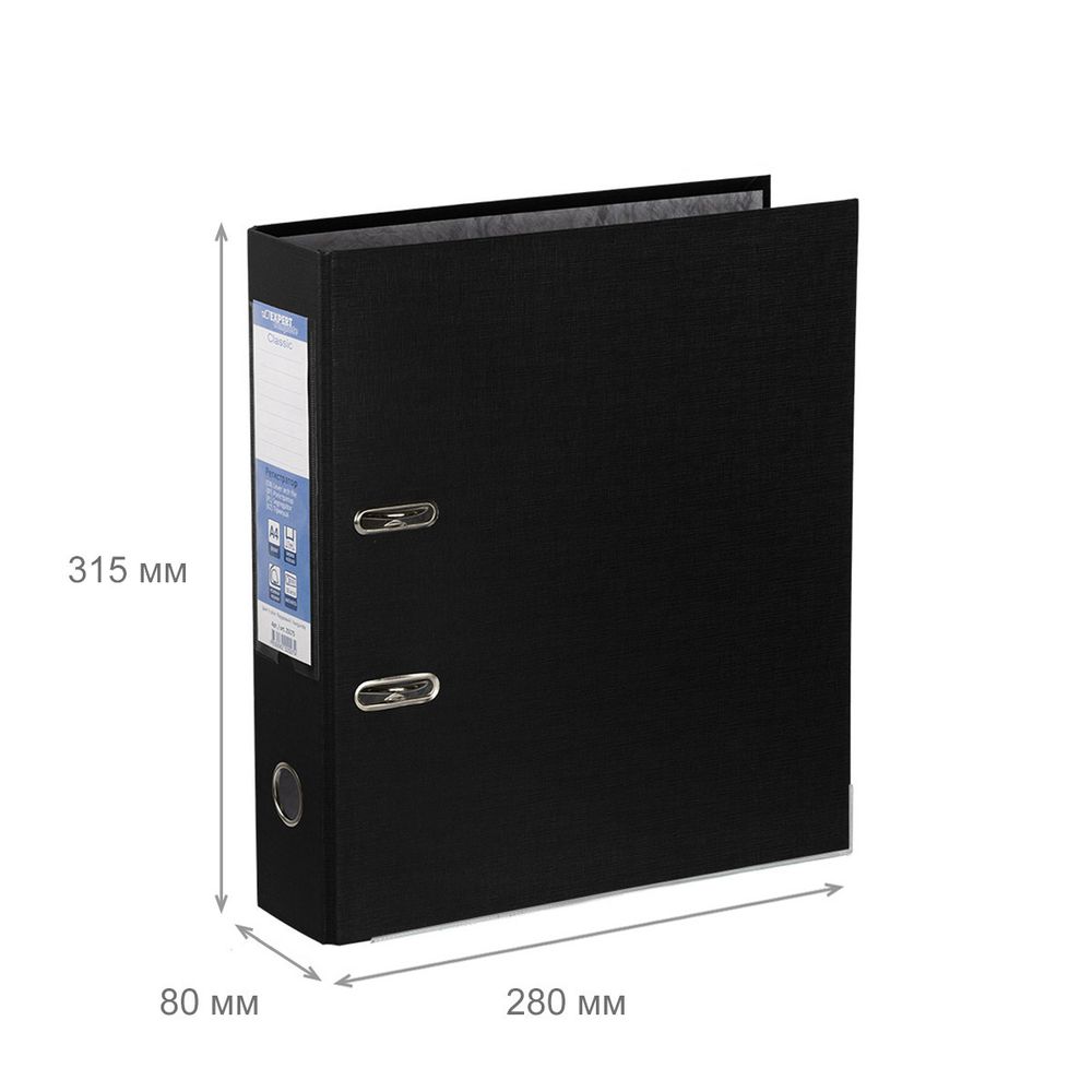 Регистратор PVC, мет.уг. 80 мм, 10 шт, Premier A4 арочный механизм, черный EC1032215, Expert Complete