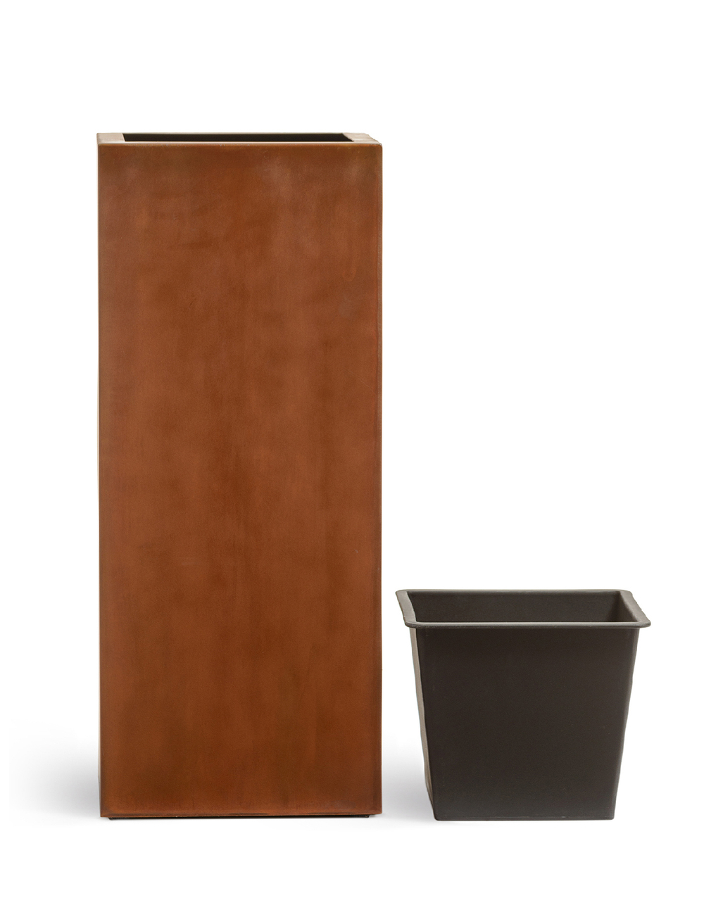Кашпо TREEZ Effectory Corten Steel Высокий куб Бархатистая окись в-95 см 40х40 см 41.33-10-21-062-CS-95
