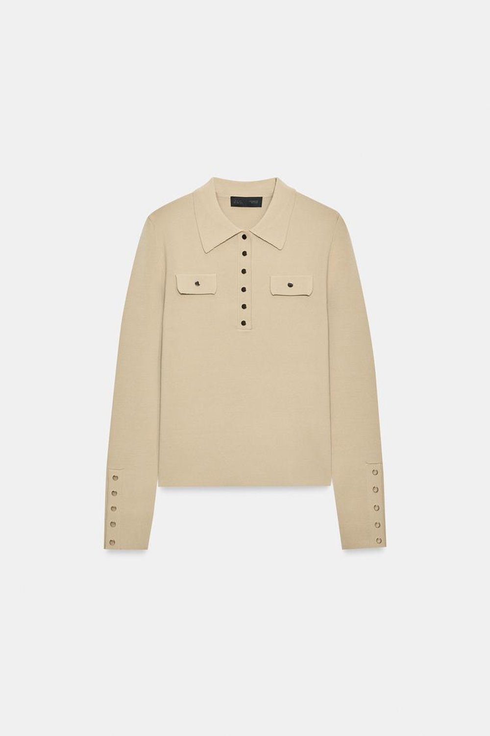ZARA ТРИКОТАЖНЫЙ ПОЛО С ПЛАНКАМИ, РЫЖЕВАТО-КОРИЧНЕВЫЙ