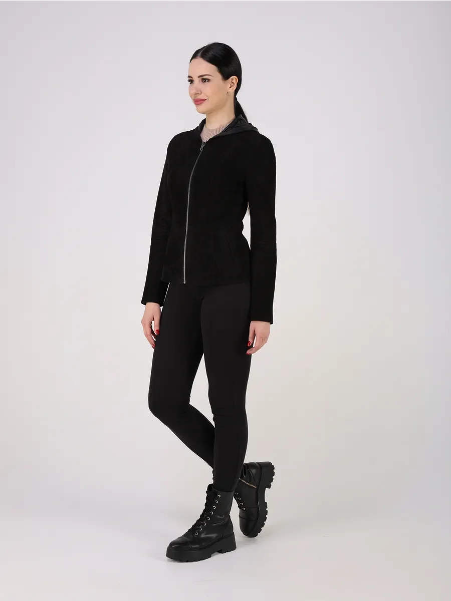 Куртка демисезонная замшевая двухсторонняя с капюшоном