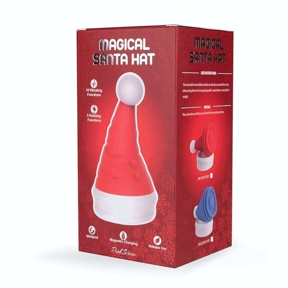 Красный вибростимулятор в форме колпака Magical Santa Hat (Цвет: красный)