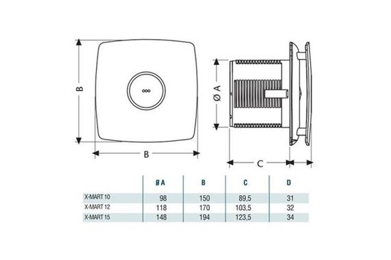 Вентилятор накладной Cata X-Mart 10 inox Timer (таймер)