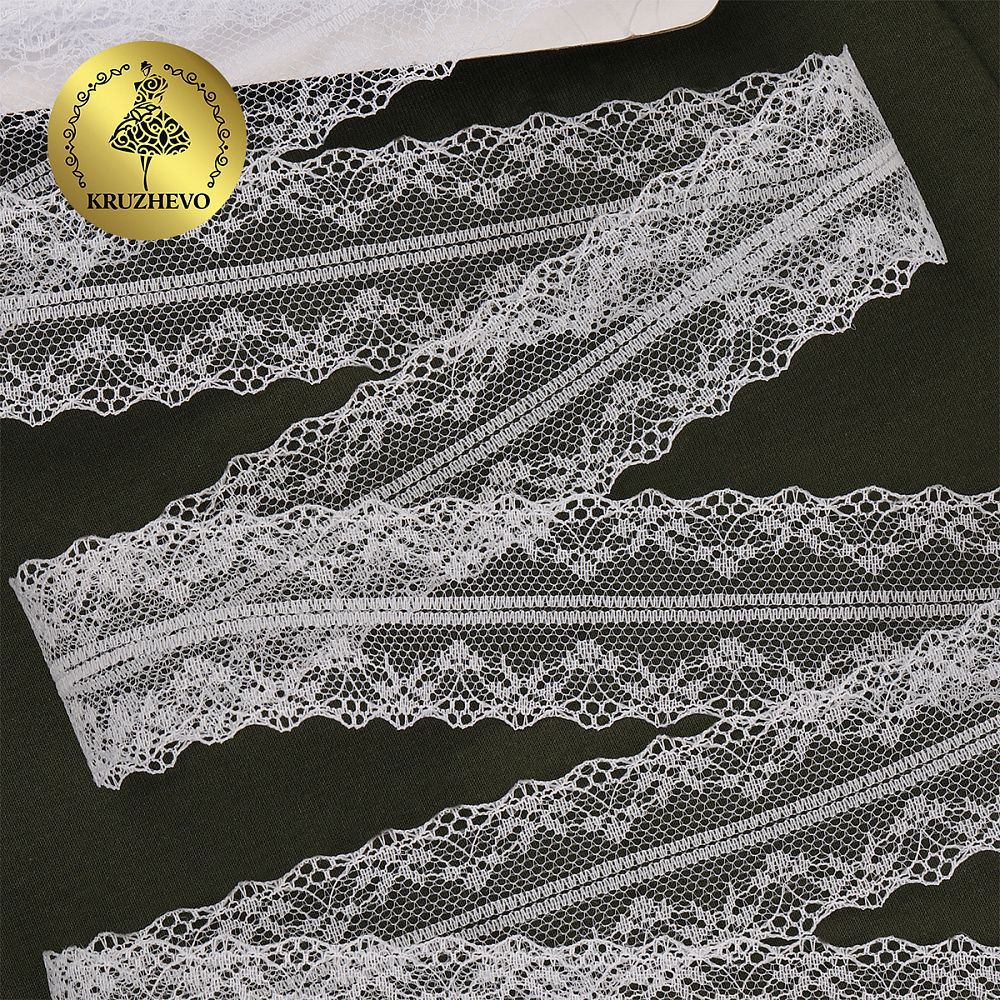 Кружево отделочное в стиле "трикотаж" 40 мм / 27.4 метра, диз. 275, цв.01 белый