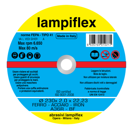 Отрезной диск по металлу 230х2,0х22,2 Lampiflex BF/A36R230x2,0