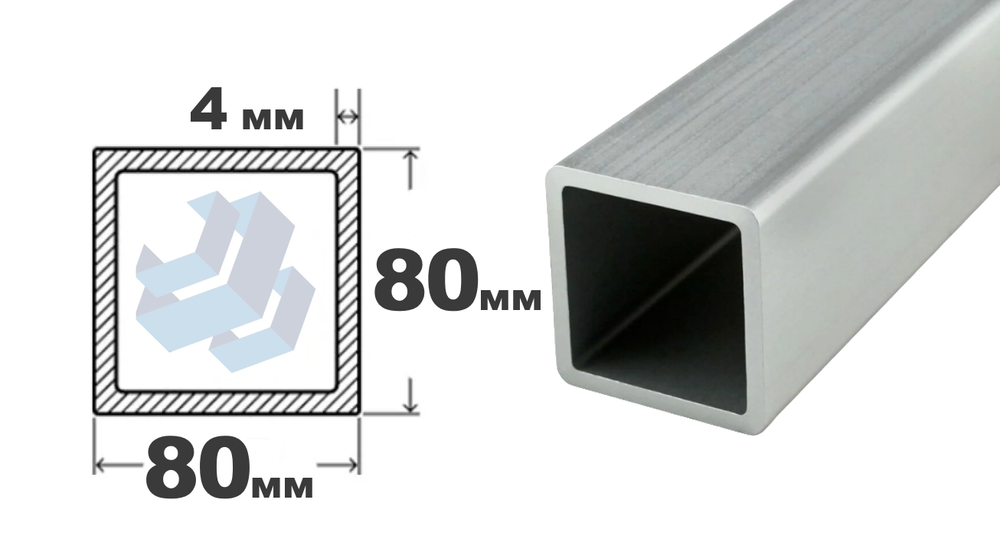 трубы электросварные квадрат 80х80x4.0 дл 6000