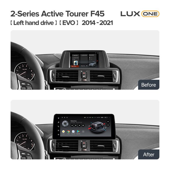 Магнитола для BMW 2 серия F45 2017-2021 EVO - Teyes LUX ONE монитор 12.3" на Android 10, Быстрая, CarPlay, 4G SIM-слот