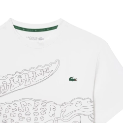Теннисная футболка Lacoste Ultra Dry Crocodile Print Sport - white/black