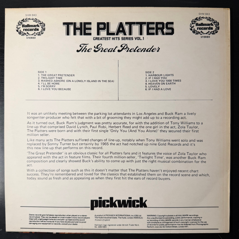 The Platters ‎– The Great Pretender (Англия 1974г.)