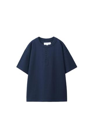 ZARA ПОЛО С ВОРОТНИКОМ-СТОЙКОЙ, МОРСКОЙ СИНИЙ