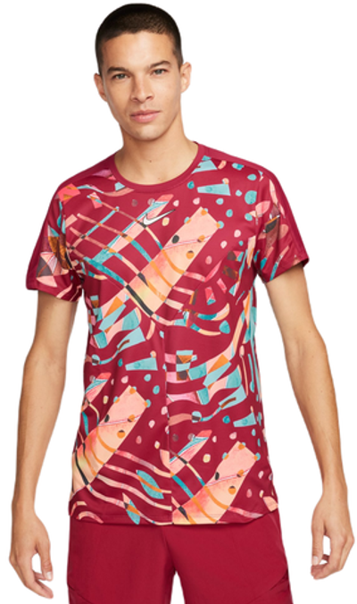 Мужская теннисная футболка Nike Court Dri-Fit Slam Tennis Top - noble red/white