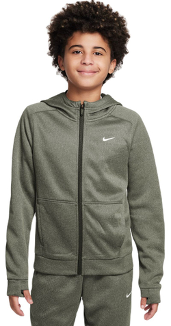 Кофта для мальчика теннисная Nike Therma-FIT Full-Zip Hoodie - зеленый
